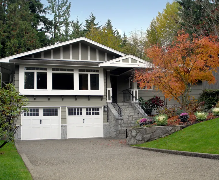 A suburban home with a two-car garage